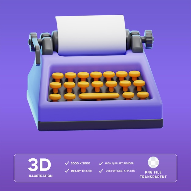 Ilustración 3D de la máquina de escribir PSD