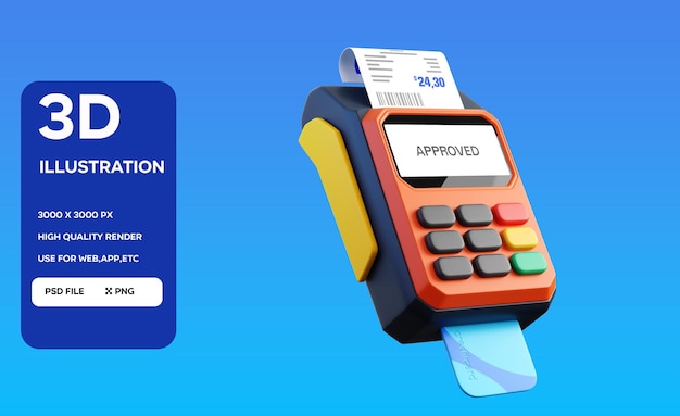 Ilustración 3D de la máquina POS