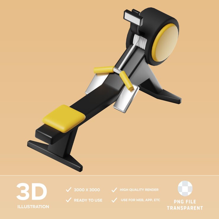 PSD ilustración 3d de la máquina de remo psd