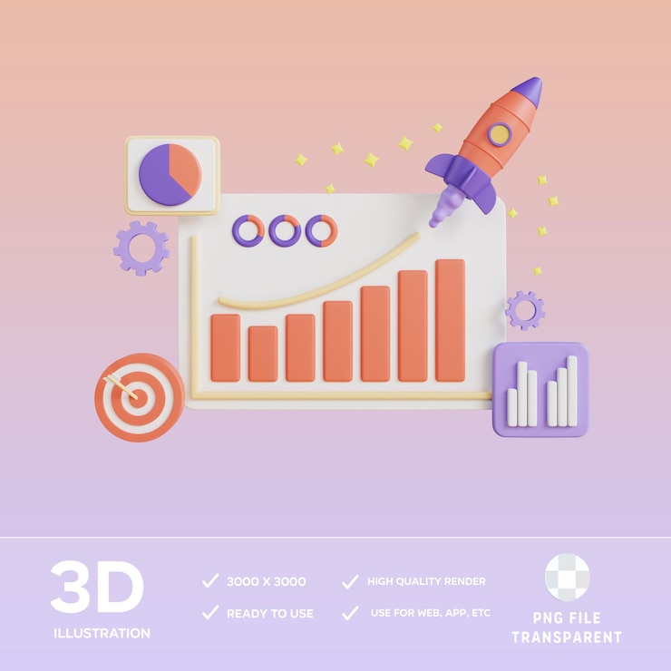 PSD ilustración 3d de marketing digital para psd