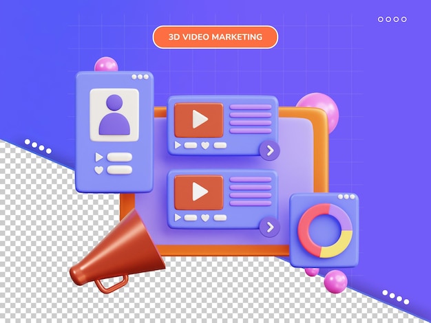 Ilustración 3d de marketing de viceo