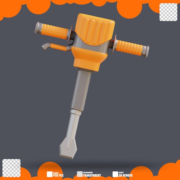 PSD ilustración 3d martillo neumático 4