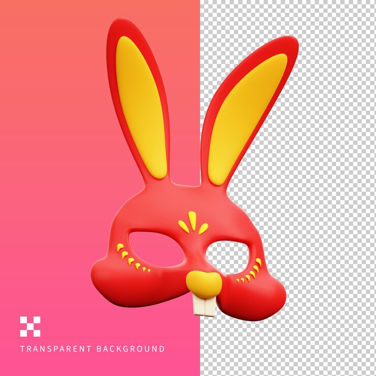 PSD ilustración 3d de la máscara de conejo psd