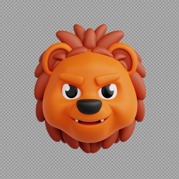 PSD ilustración 3d de la mascota con cara de león en un fondo claro