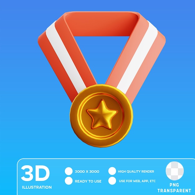 Ilustración 3d de la medalla psd