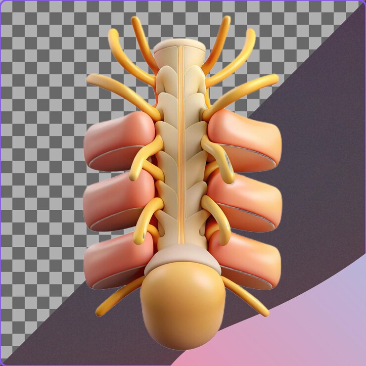 PSD ilustración 3d de la médula espinal