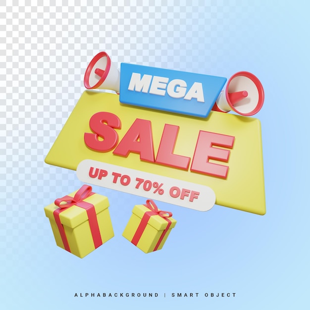 Ilustración 3d de mega venta