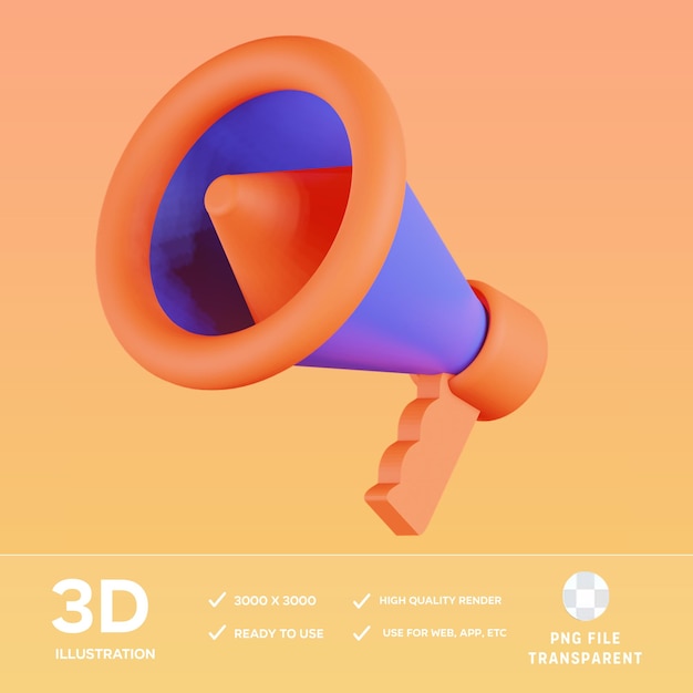 Ilustración 3D del megáfono PSD