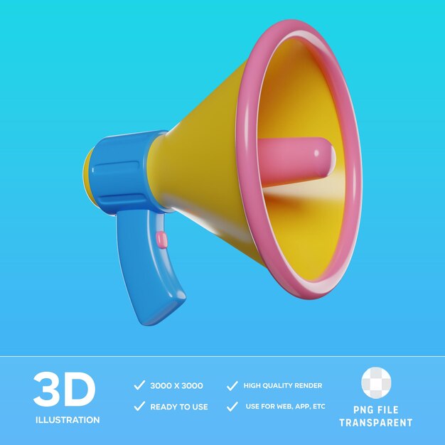 Ilustración 3D del megáfono PSD