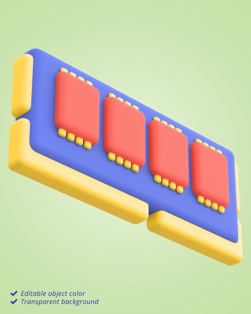 Ilustración 3d de una memoria de computadora sodimm