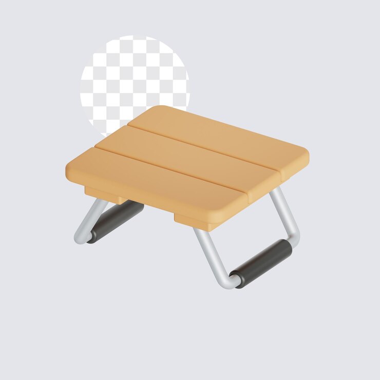 PSD ilustración 3d de una mesa plegable portátil