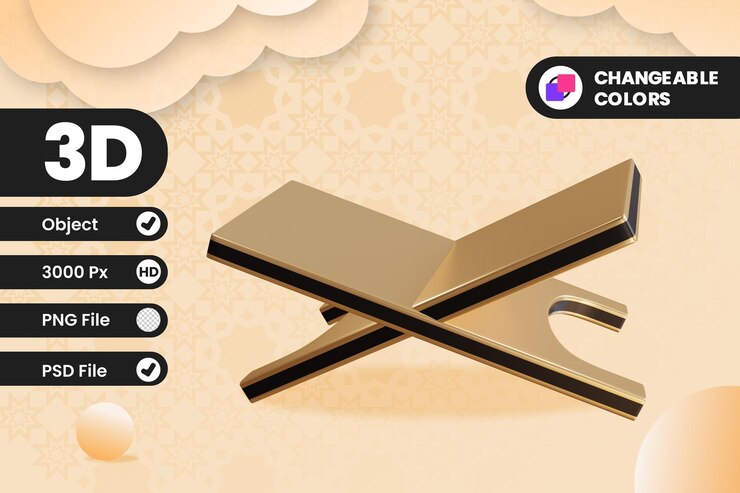 PSD ilustración 3d mesa de ramadán del objeto corán