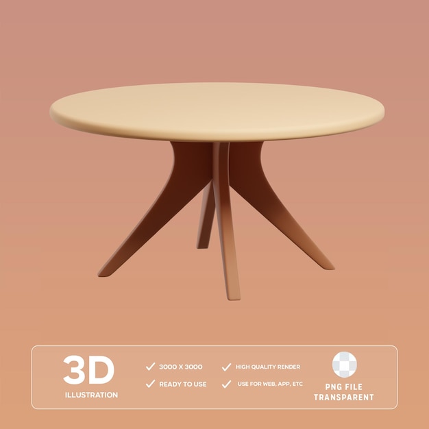 Ilustración 3D de la mesa redonda de PSD