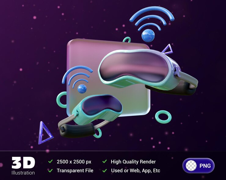 PSD ilustración 3d del metaverso en el fondo púrpura del glassmorphism