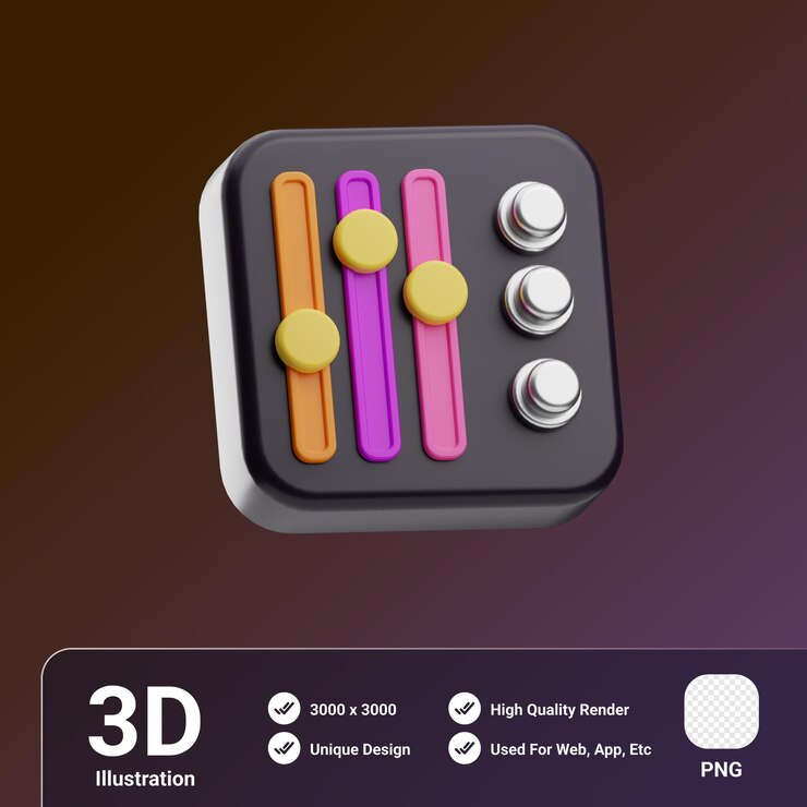 PSD ilustración 3d del mezclador de podcasts