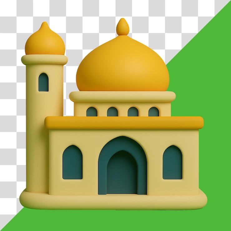 PSD ilustración en 3d de la mezquita para celebraciones islámicas