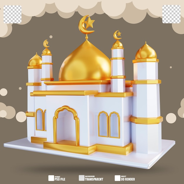 Ilustración 3d mezquita islámica 3