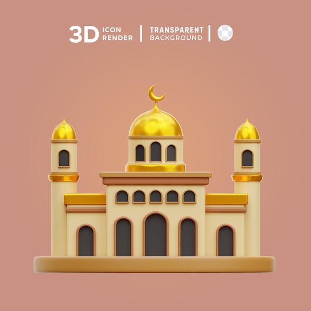 PSD ilustración 3d de la mezquita de psd