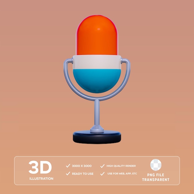 Ilustración en 3D del micrófono PSD