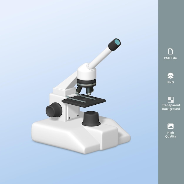 Una ilustración 3d de microscopio blanco