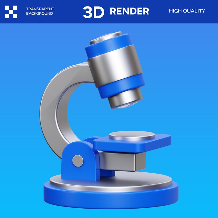 PSD ilustración 3d del microscopio psd