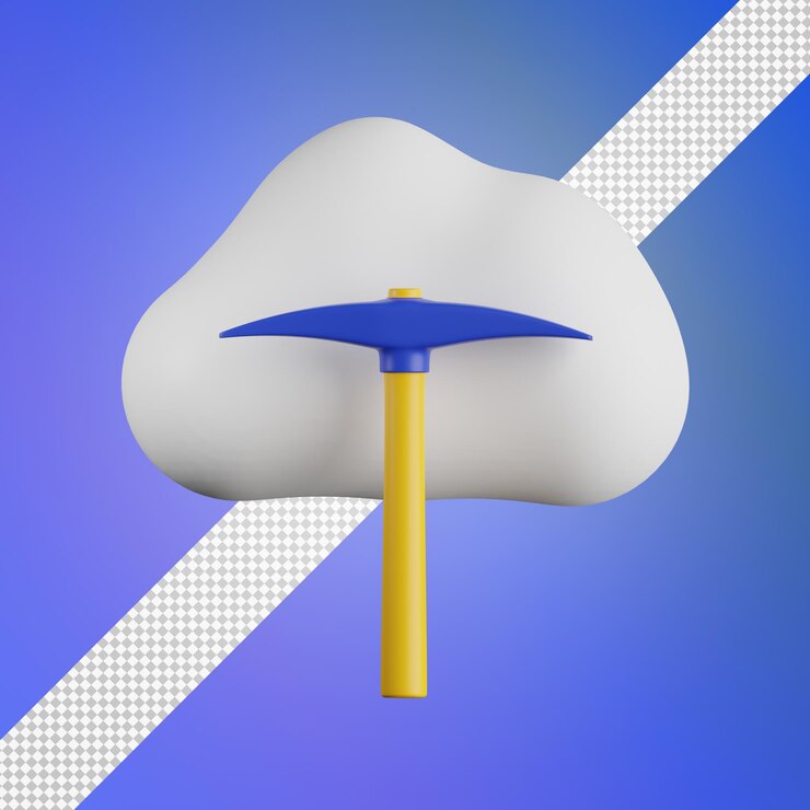 PSD ilustración 3d de minería en la nube