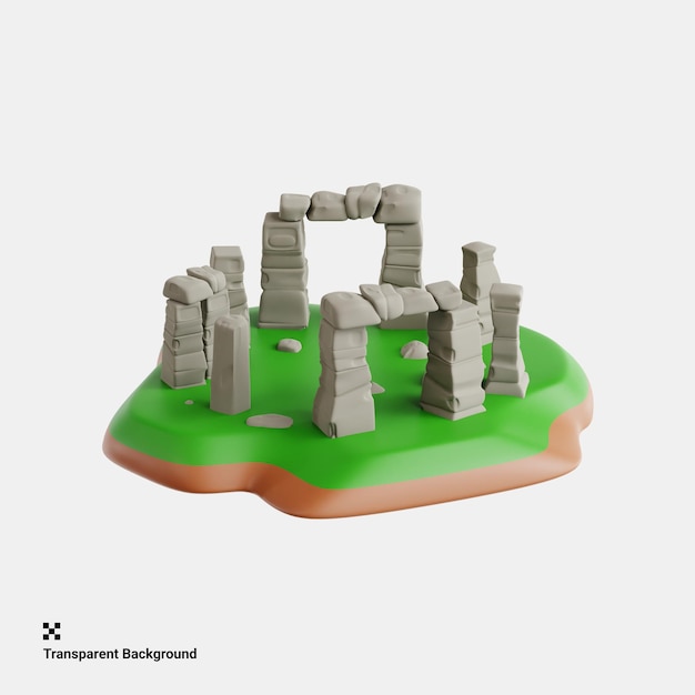 PSD ilustración 3d del misterioso stonehenge en inglaterra