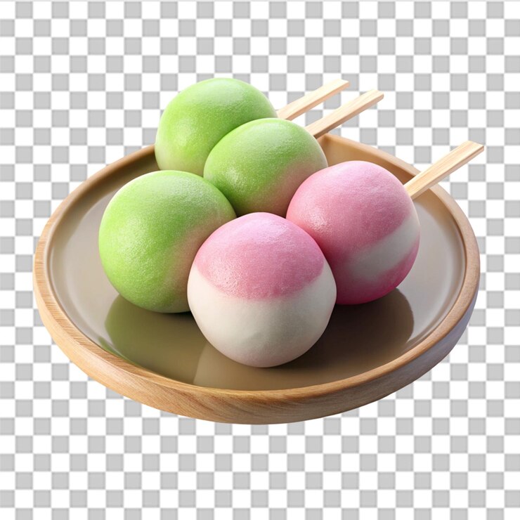 PSD ilustración 3d de mochi dango aislado sobre un fondo transparente