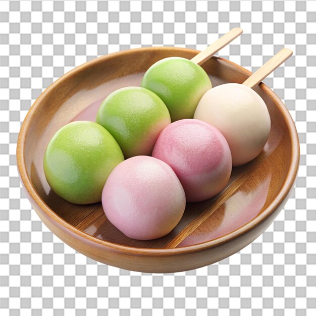 Ilustración 3D de mochi dango aislado sobre un fondo transparente