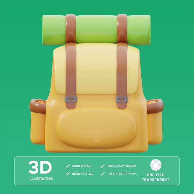 Ilustración 3D de la mochila PSD3
