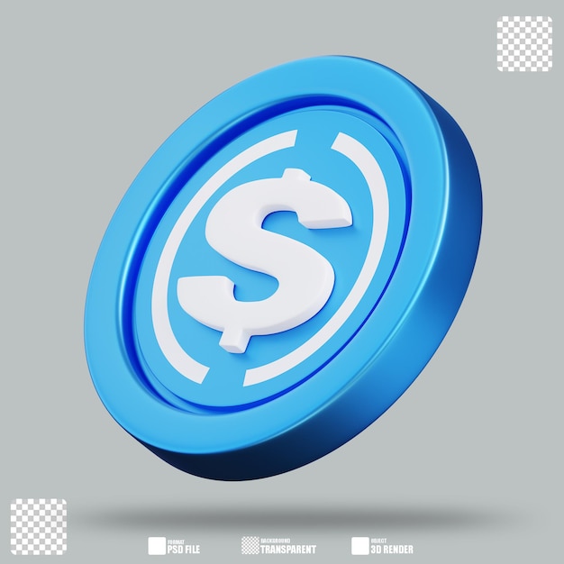 Ilustración en 3D Moneda de 2 dólares