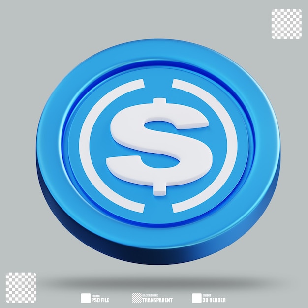 Ilustración en 3D Moneda de 2 dólares