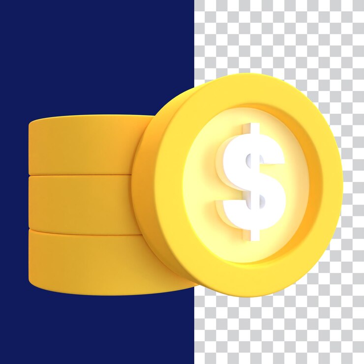 Ilustración 3D de una moneda de un dólar