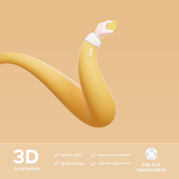 Ilustración 3D de la moneda en la mano de PSD