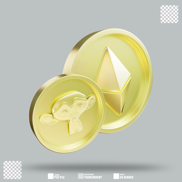 Ilustración 3D moneda NFT 2