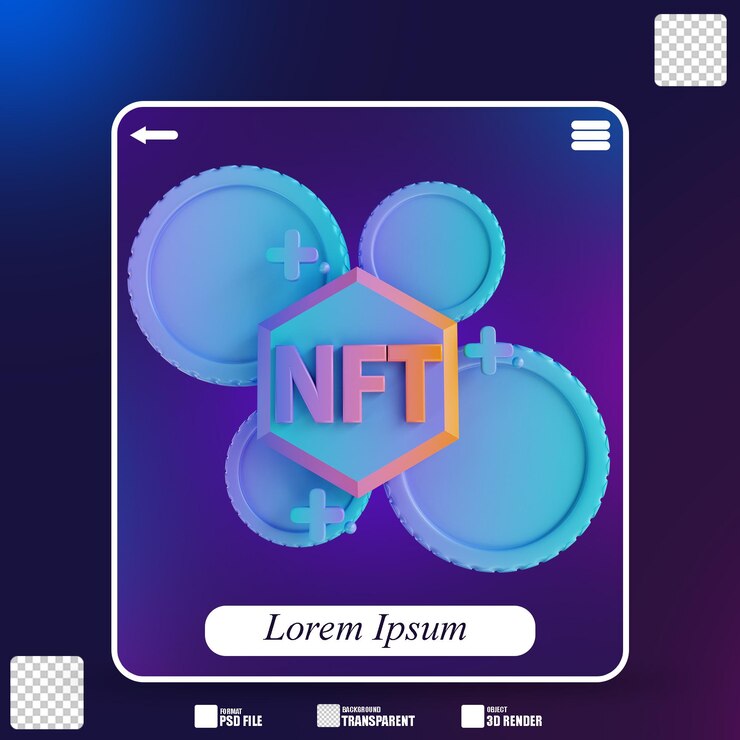 PSD ilustración 3d moneda nft