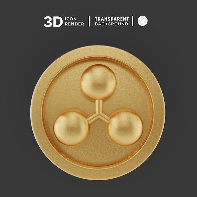 PSD ilustración 3d de la moneda ondulada que muestra el icono 3d de color aislado