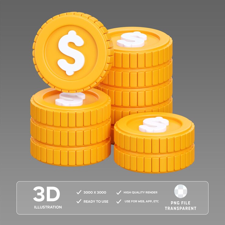 Ilustración 3D de la moneda PSD