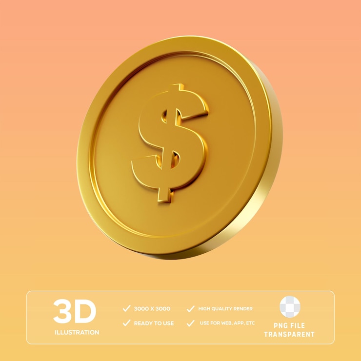 Ilustración 3D de la moneda PSD