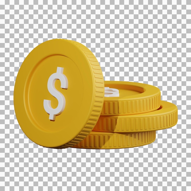 PSD ilustración 3d de monedas de dólar. ilustración 3d de moneda.