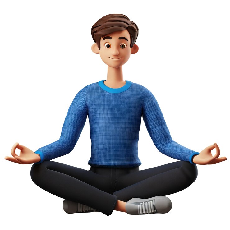 PSD ilustración en 3d de mujeres jóvenes haciendo yoga con fondo transparente