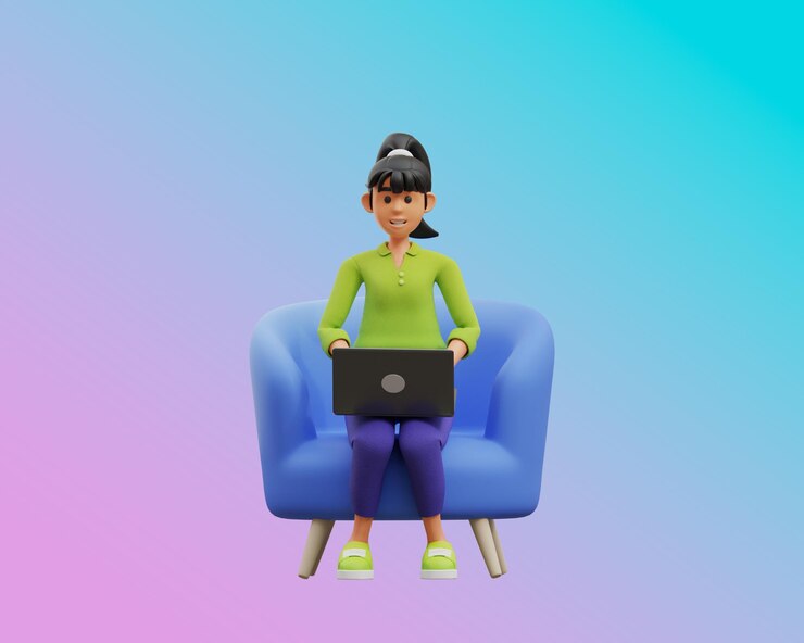 PSD ilustración en 3d de las mujeres de personajes