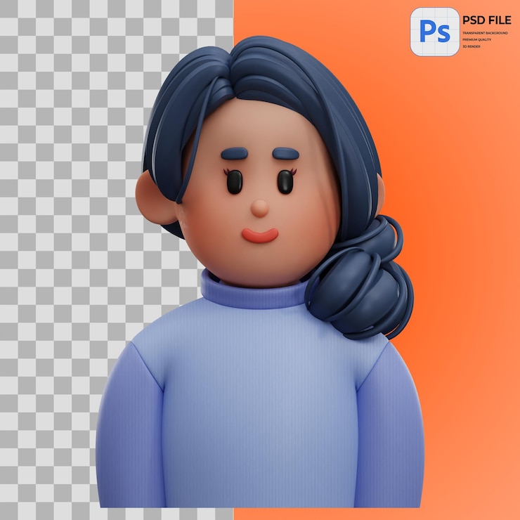 PSD ilustración 3d de mujeres renderización de caracteres del icono png aislado