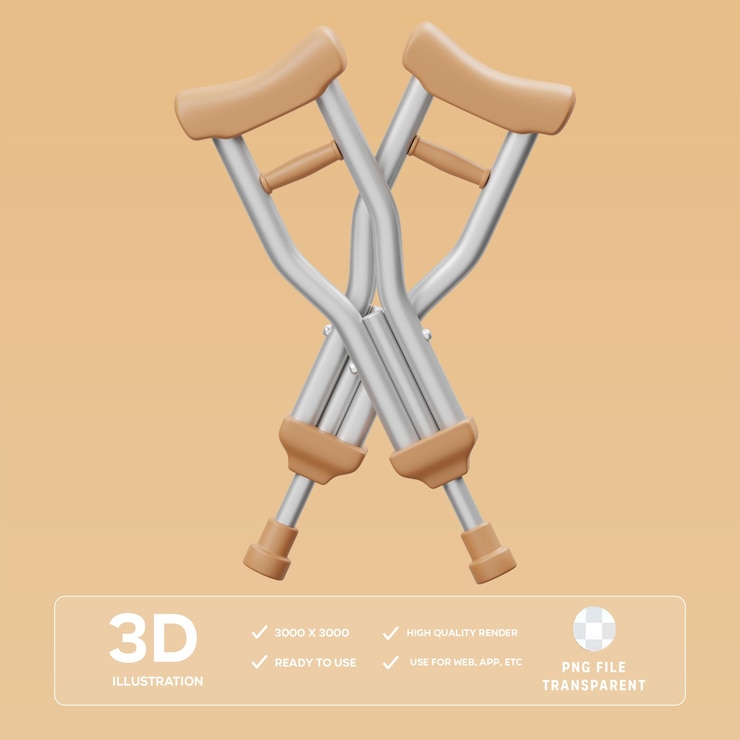 PSD ilustración 3d de las muletas psd
