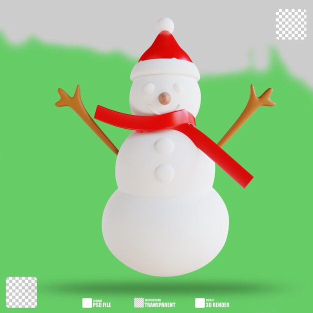 Ilustración 3D Muñeco de nieve 3