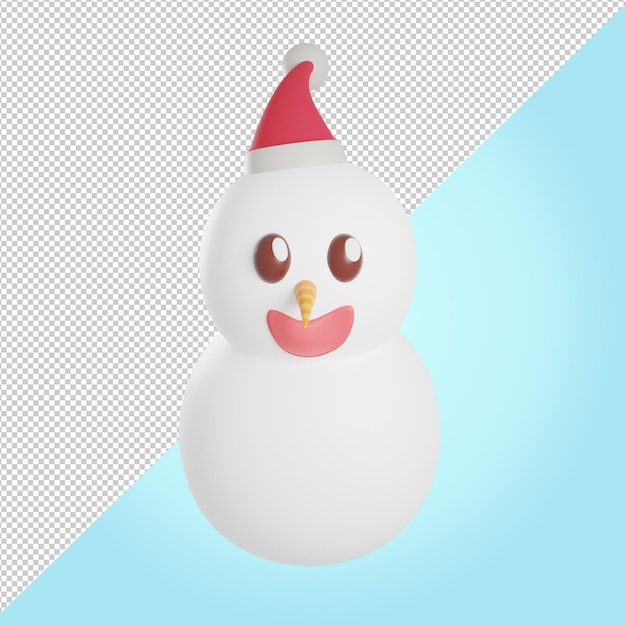 Ilustración 3d de muñeco de nieve con sombrero de navidad