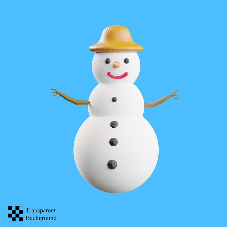 PSD ilustración 3d de muñeco de nieve