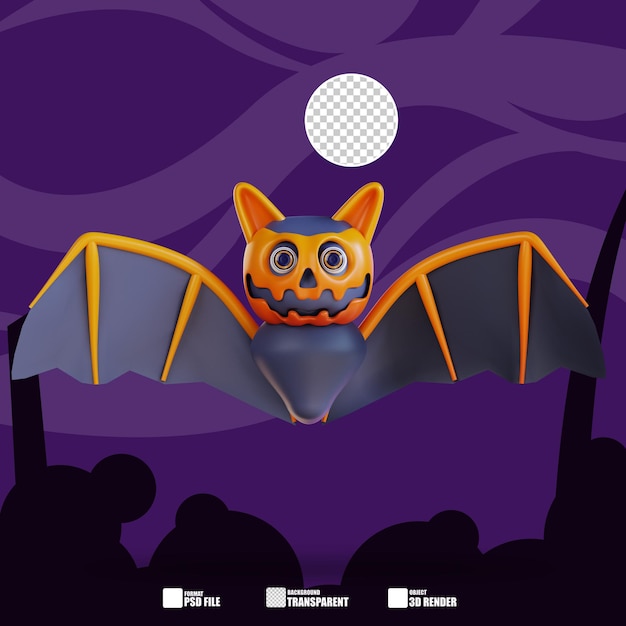 PSD ilustración 3d de murciélagos de halloween 4
