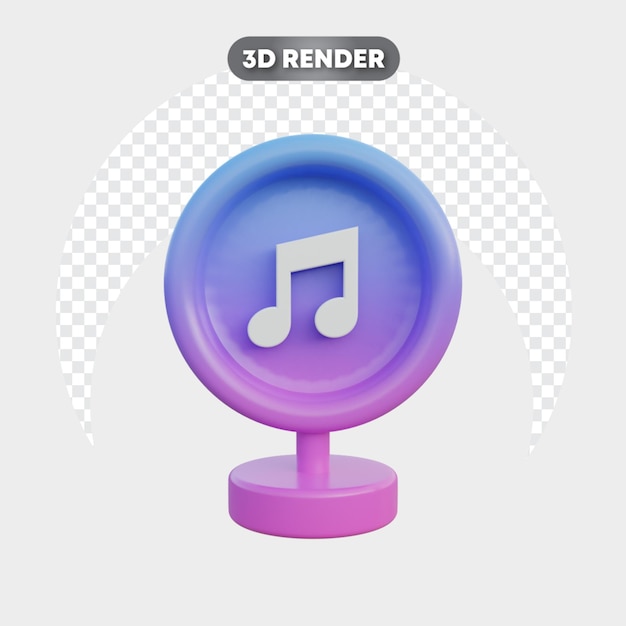 Ilustración 3d de la música aislada de las redes sociales