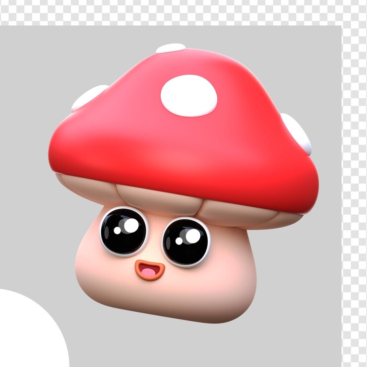 PSD ilustración 3d muy linda juego mashroom
